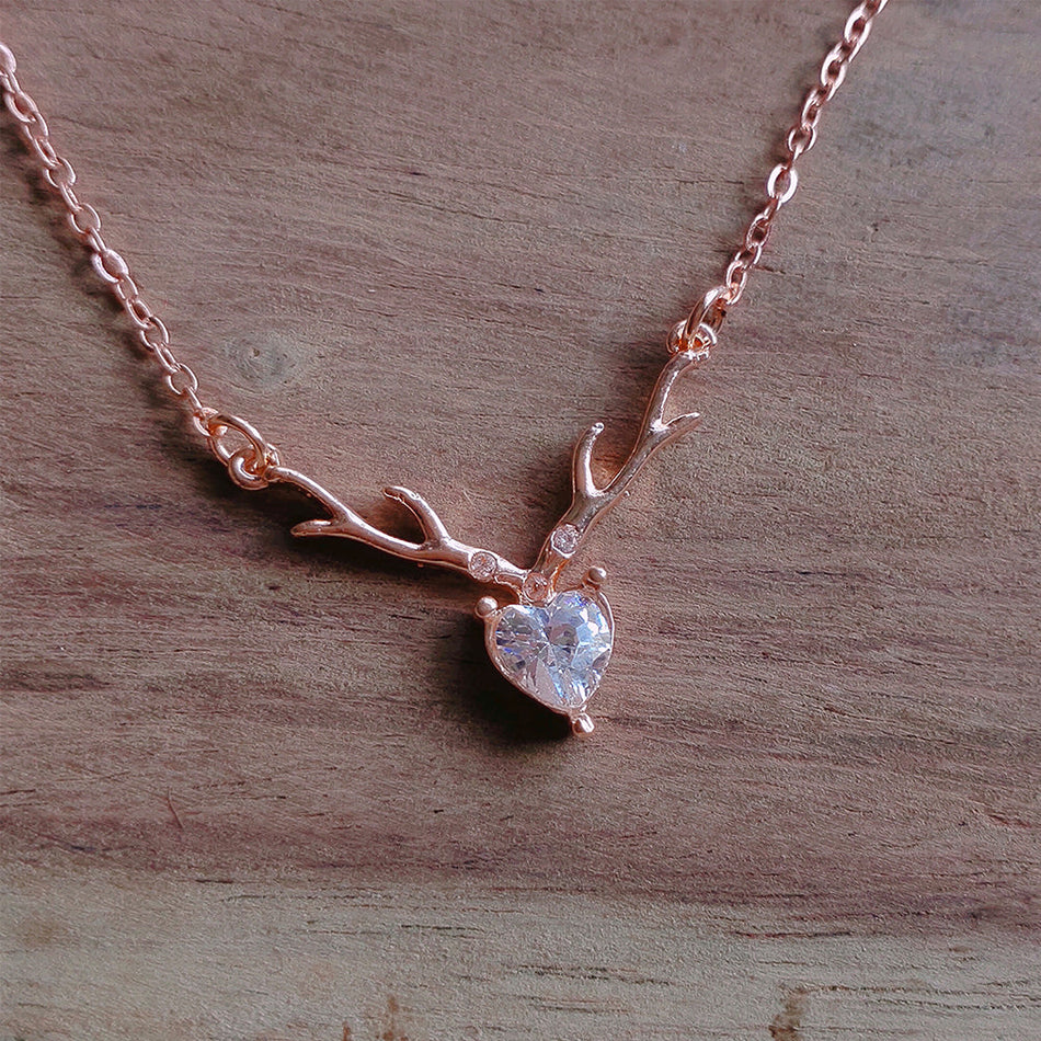 Heart Shaped Necklace in Sterling Silver with Cubic Zirconia | Bridal Jewellery India