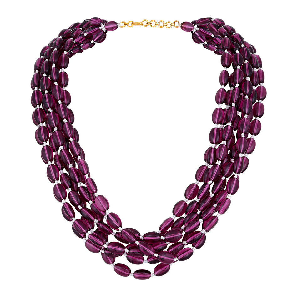 Purple Layered Necklace in Sterling Silver | Bridal Jewellery India
