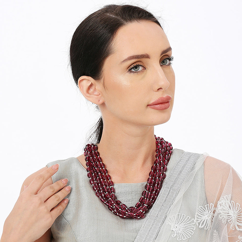 Purple Layered Necklace in Sterling Silver | Bridal Jewellery India