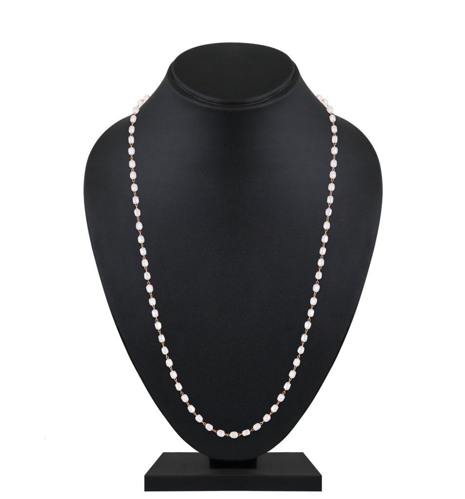 White Pearl Rose Gold Plated Necklace Women Occasion | Bridal Jewellery India