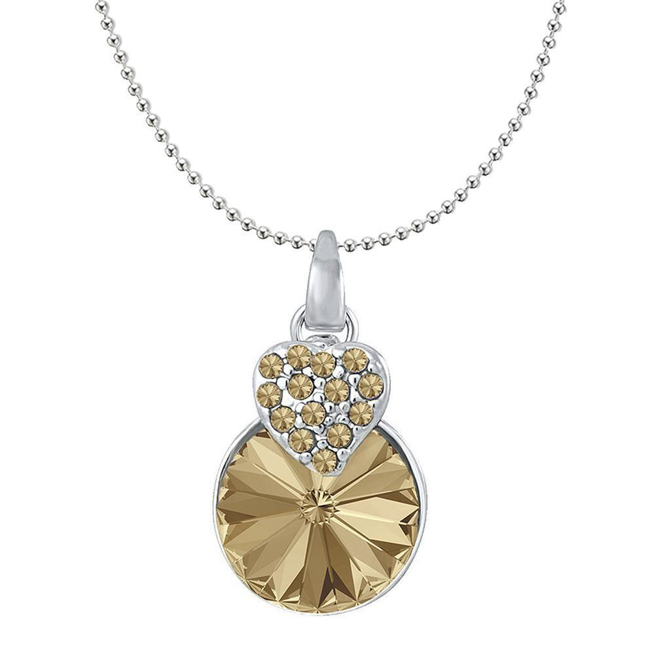 Heart Pendant in Brown Oxidised Silver | Bridal Jewellery India