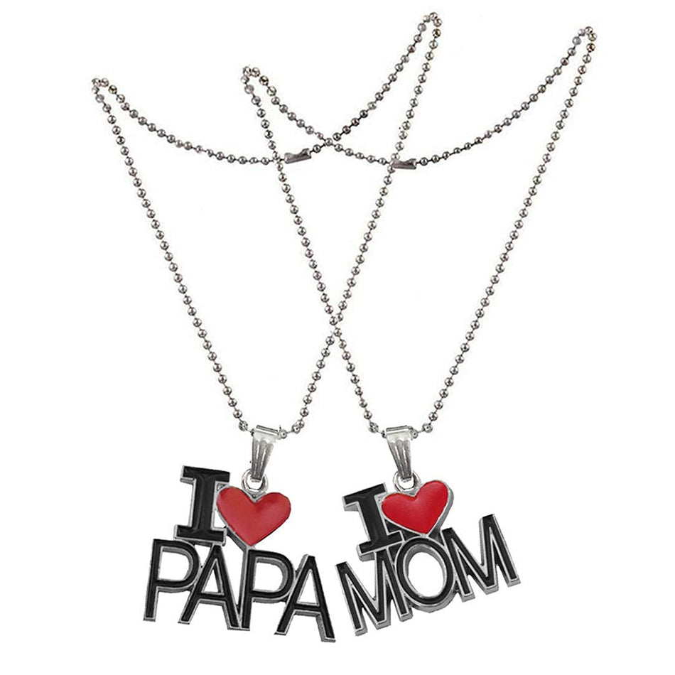 I Love Mom Heart Pendant in Meena Enamel | Bridal Jewellery India