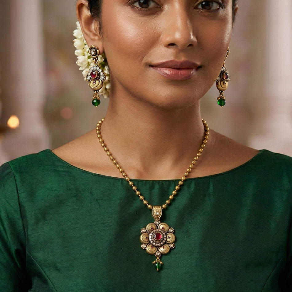 Rose Gold Plated Jhumka Necklace for Wedding | Bridal Jewellery India