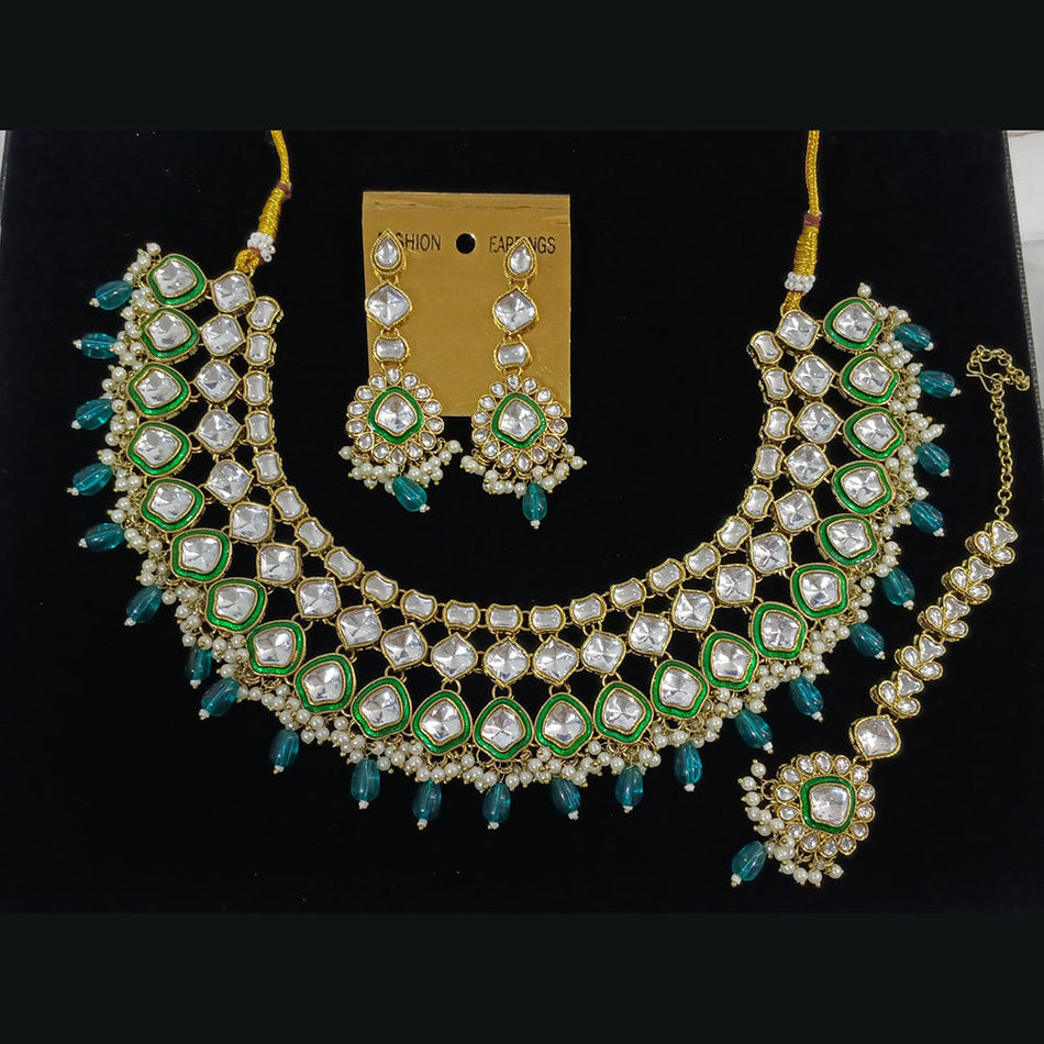 Divine Beauty Crystal Pearl Necklace Set in  Gold Plated | Bridal Jewellery India