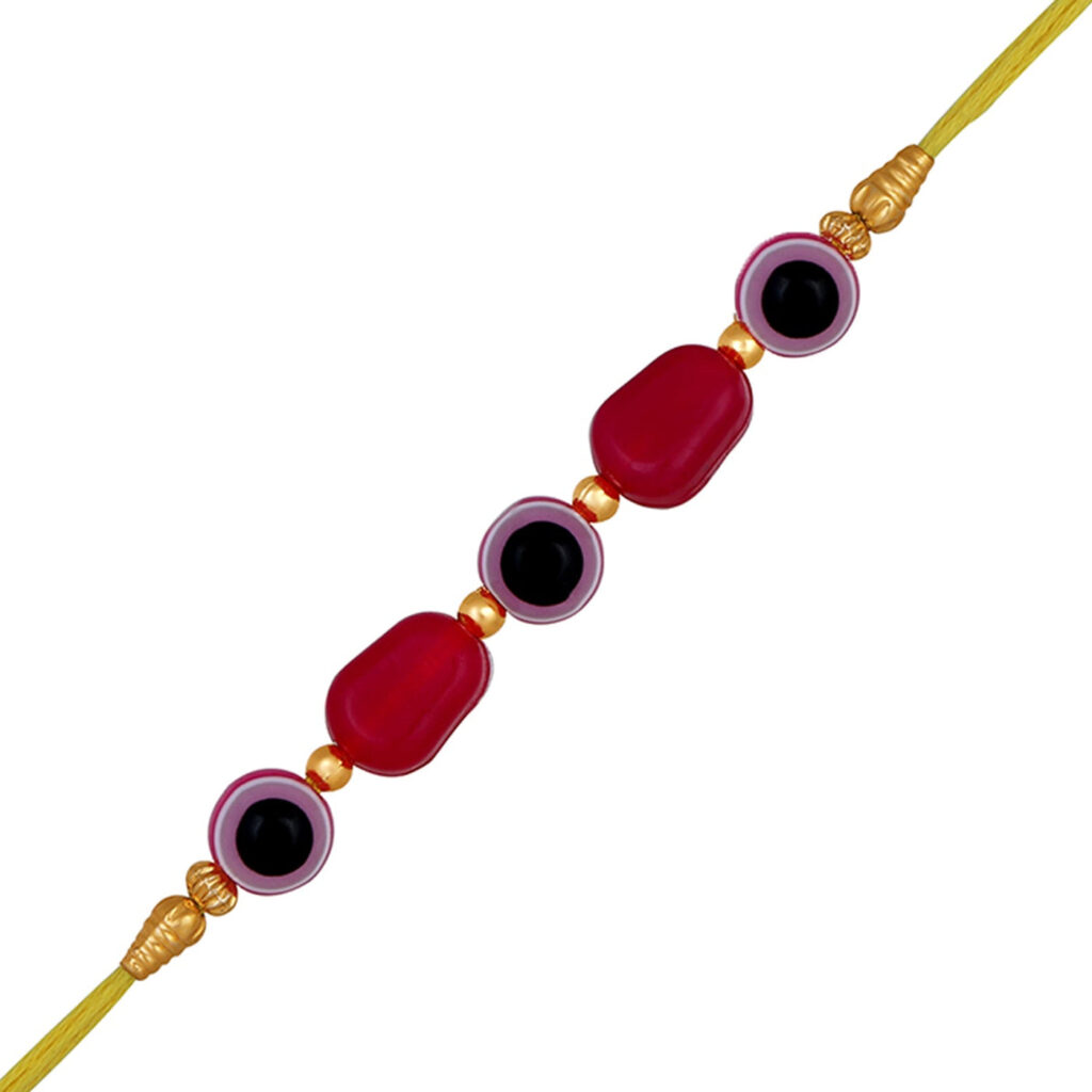 Gold Plated Auspicious Evil Eye Rakhi for Brother | Bridal Jewellery India