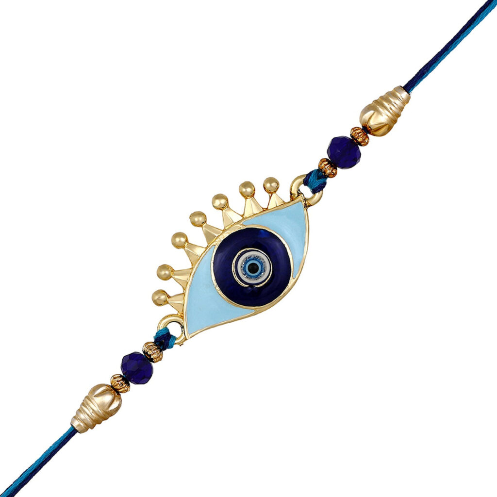 Gold Plated Auspicious Meenakari Rakhi Bracelet Bhaiya Wear | Bridal Jewellery India