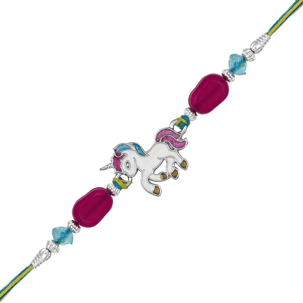 Baby Unicorn Shaped Raki in Rose Gold Tone | Bridal Jewellery India