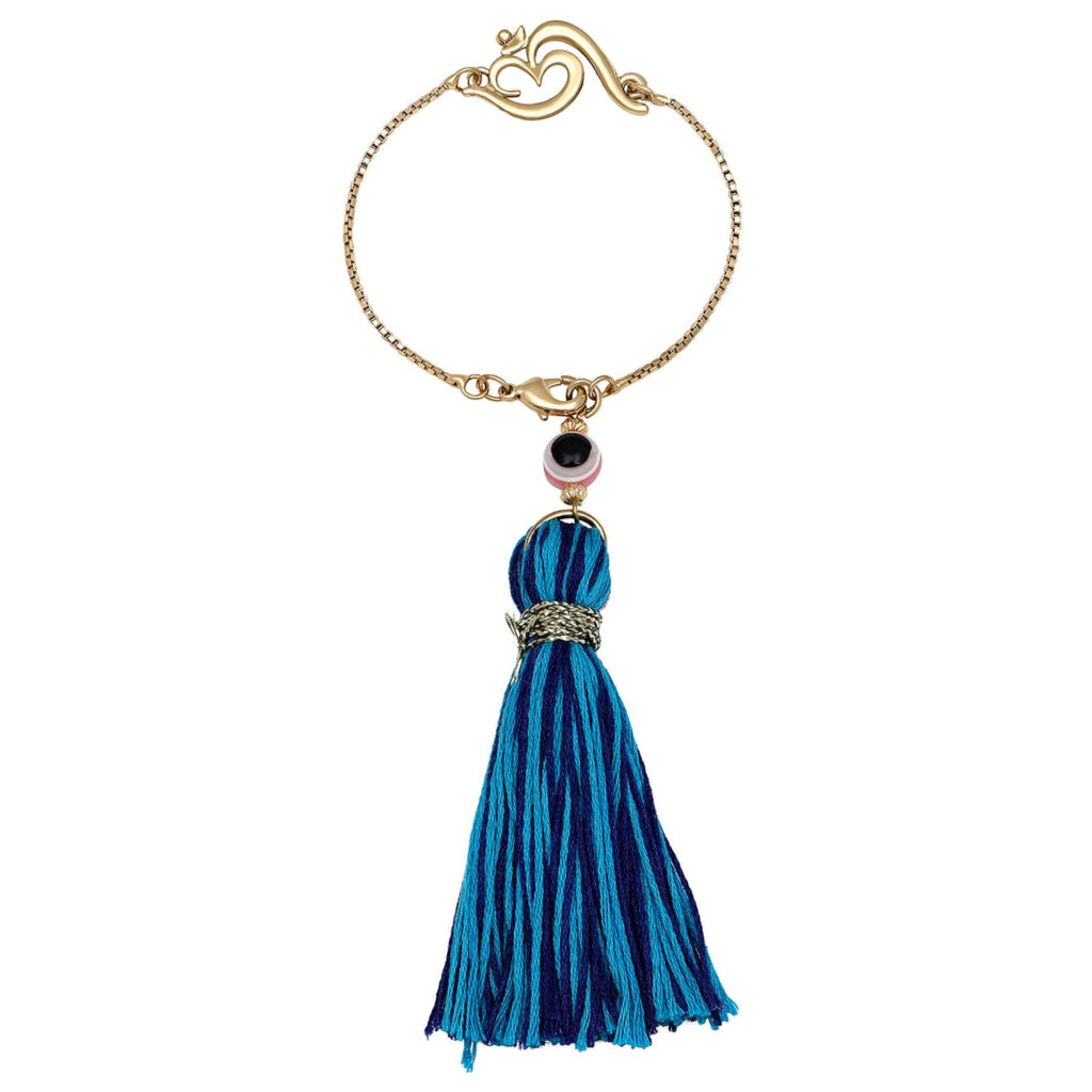 Gold Plated Om and Evil Eye Lumba Rakhi for Bhabhi | Bridal Jewellery India