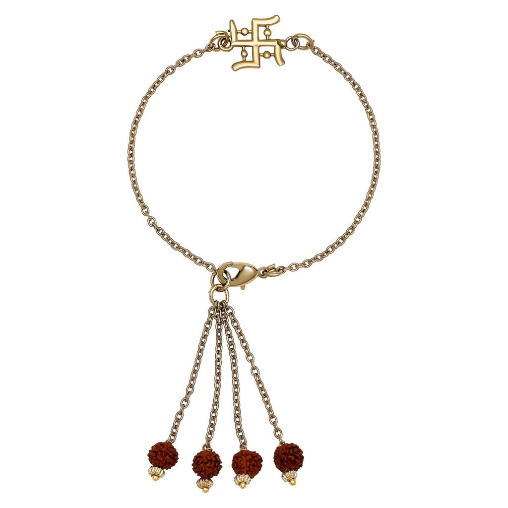 Gold Plated Swastik Lumba Rakhi for Bhabhi | Bridal Jewellery India