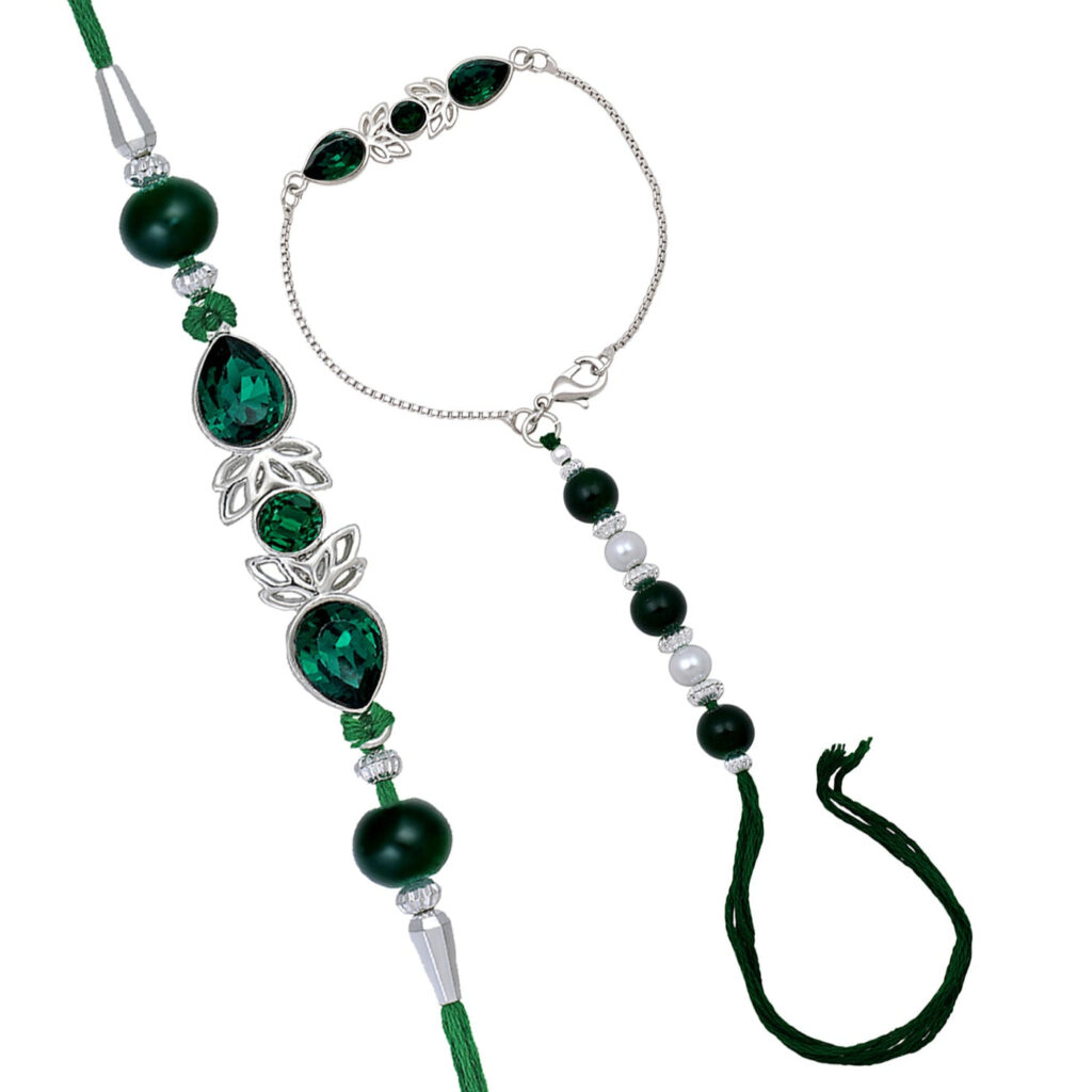 Green Crystal Lumba Necklace for Bhai | Bridal Jewellery India