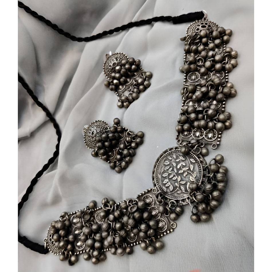 Oxidised Silver Ghungroo Choker Necklace Set | Bridal Jewellery India