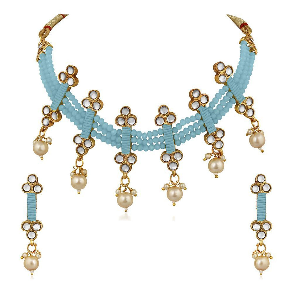 Kundan Choker Necklace in Silver for Women | Bridal Jewellery India