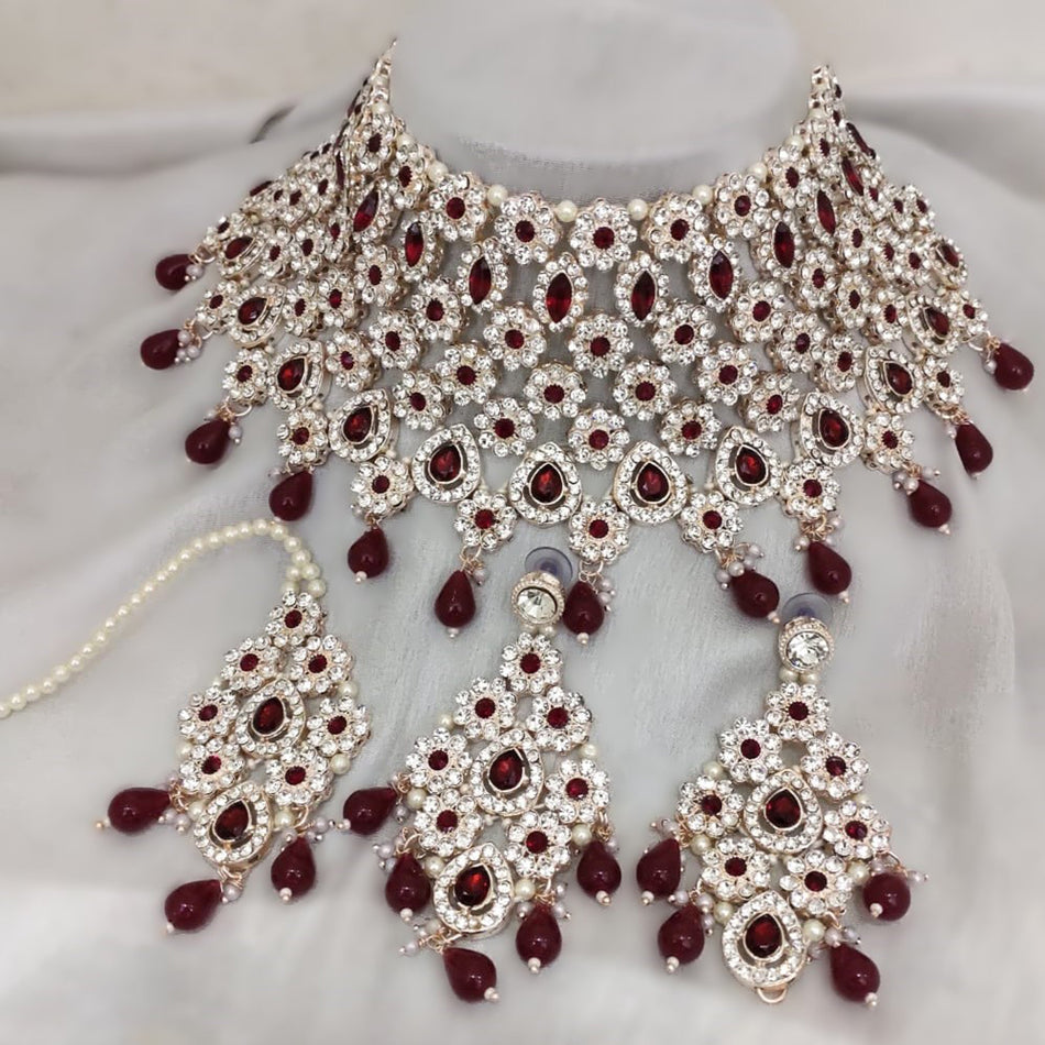 Gold Plated Necklace with Angel Stone | Bridal Jewellery India